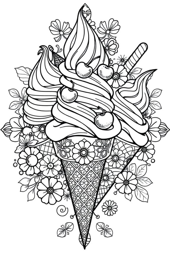 Mandala Ice Cream Coloring Sheet