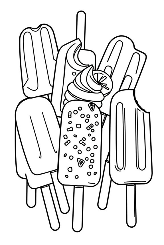 Ice Cream Popsicle Coloring Sheet