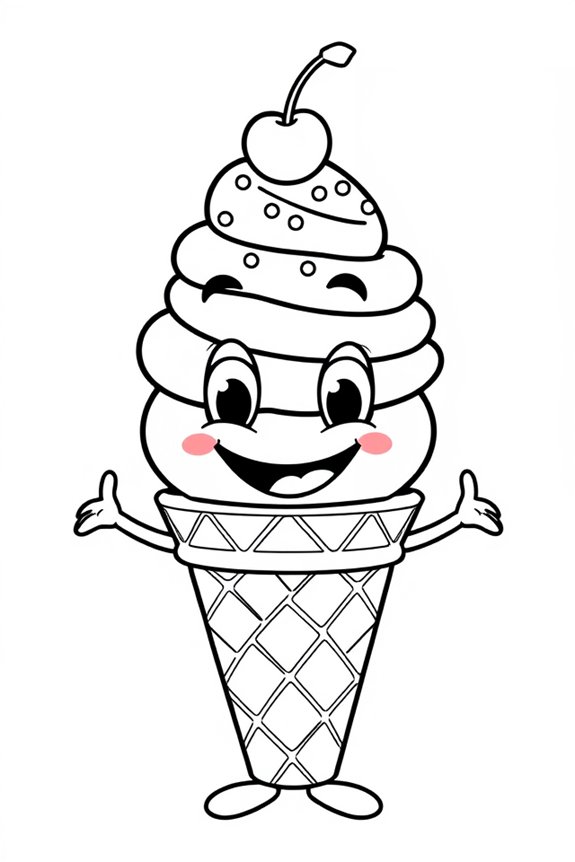 Cartoon Ice Cream Character Coloring Sheet