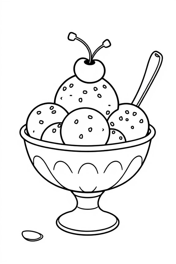 Simple Ice Cream Bowl Coloring Sheet