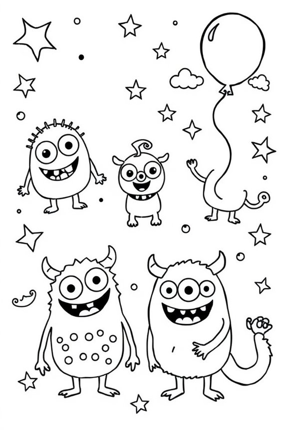 Bobbie Goods Fun, Whimsical Monsters Coloring Sheet