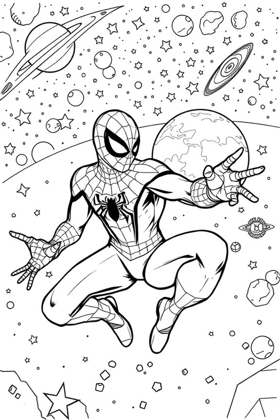 Spidey in Outer Space Coloring Sheet
