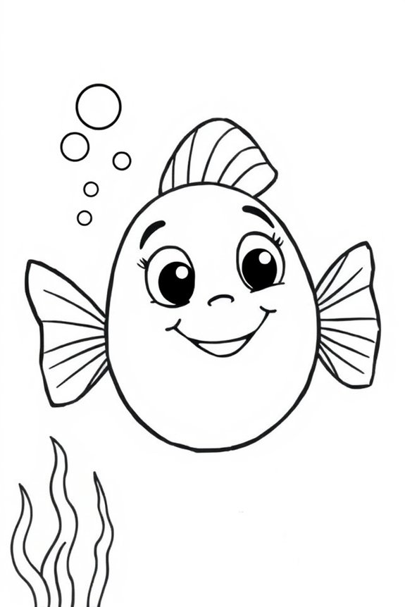 Cute Cartoon Fish Coloring Sheet
