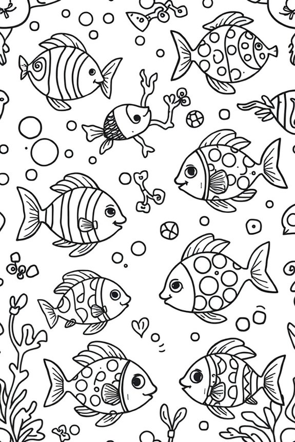 Playful Fish Patterns Coloring Sheet