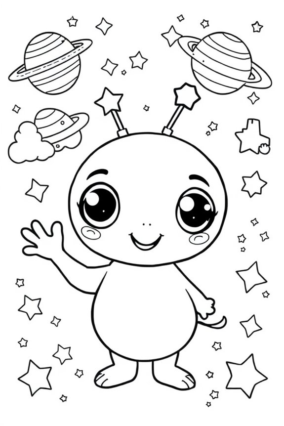 Cute Alien Coloring Sheet