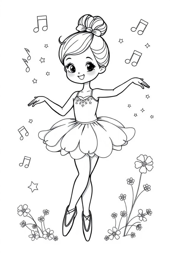 Cute Cartoon Ballerina Coloring Sheet
