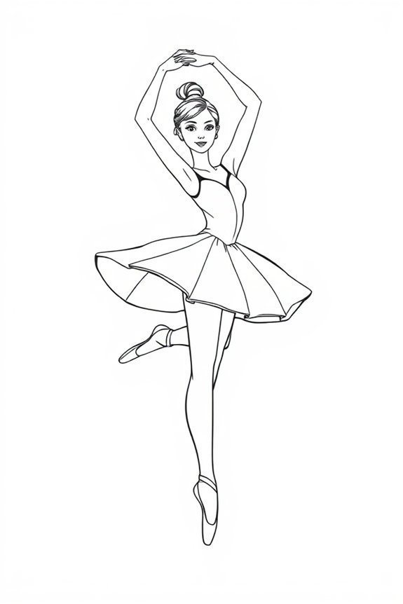 Simple Line Art Ballerina Coloring Sheet
