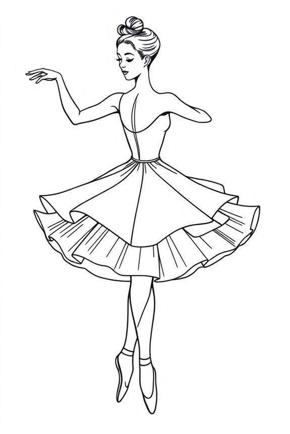Ballerina Twirling in a Tutu Coloring Sheet