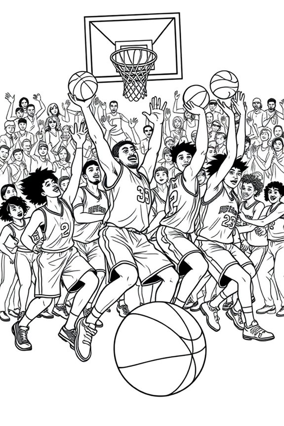 Basketball Team Spirit Coloring Sheet