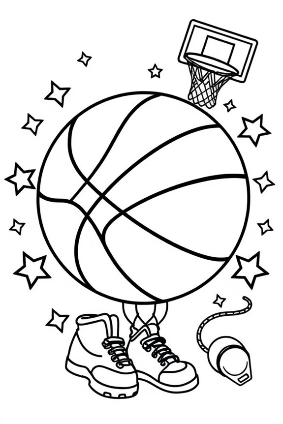 Easy Basketball Designs Coloring Sheet