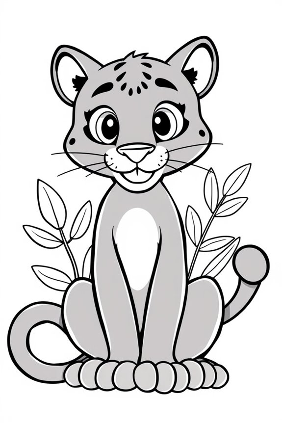 Cute Cartoon Black Panther Coloring Sheet