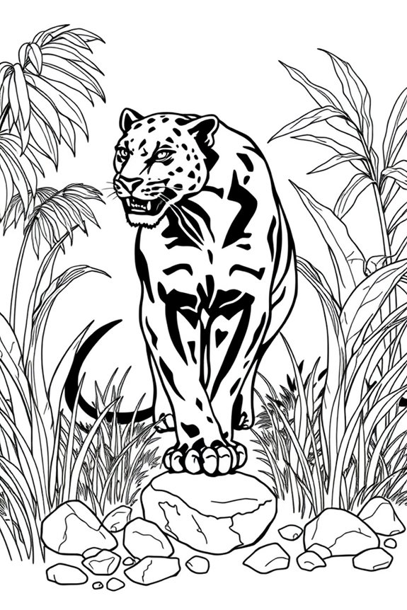 Black Panther in Nature Coloring Sheet