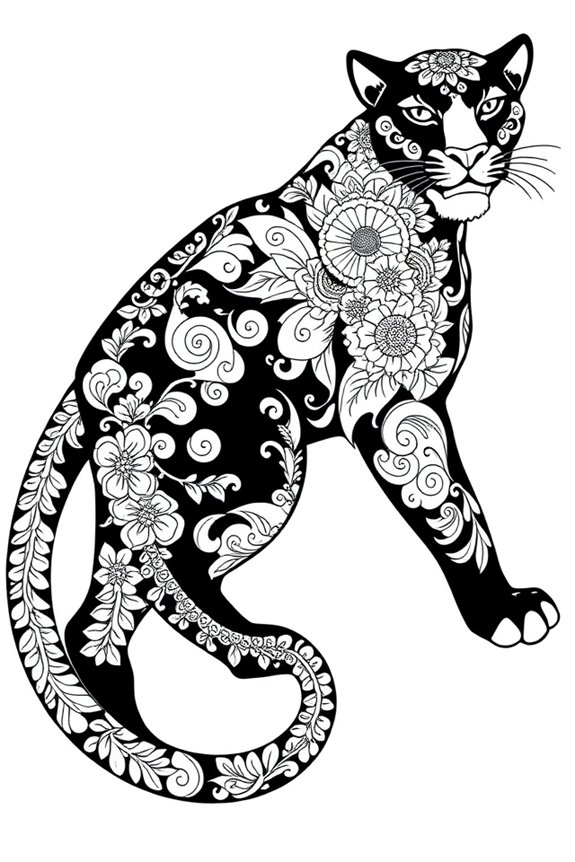 Patterned Black Panther Coloring Sheet