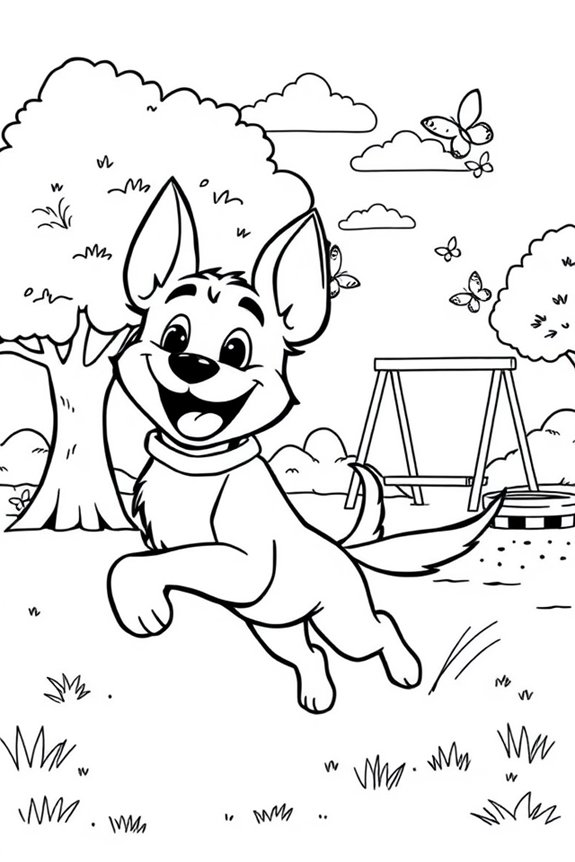 Bluey Playing in the Park Coloring Sheet