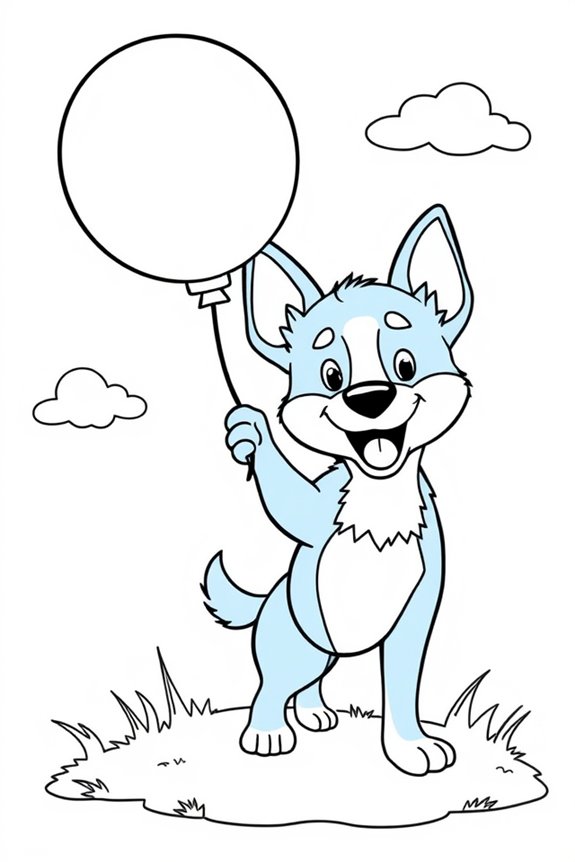 Bluey with a Balloon Coloring Sheet