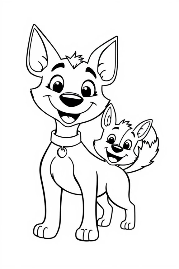 Easy Bluey and Bingo Coloring Sheet