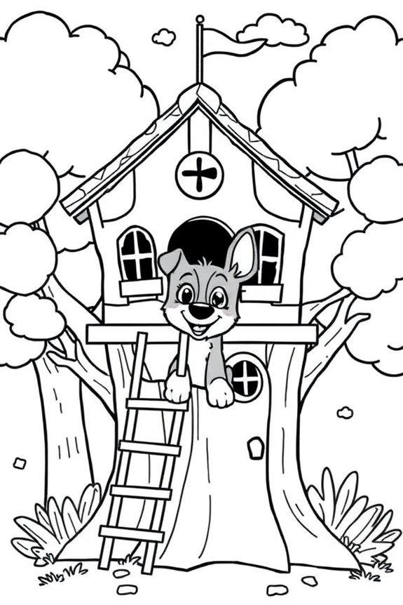 Bluey in a Treehouse Coloring Sheet