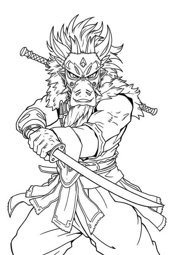 Inosuke Hashibira Line Art Coloring Sheet
