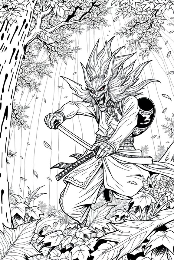 Demon Slayer Battle Scene Coloring Sheet