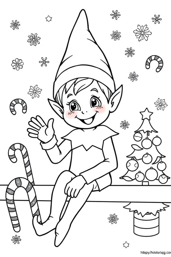 Elf on the Shelf Cheerful Expressions Coloring Sheet