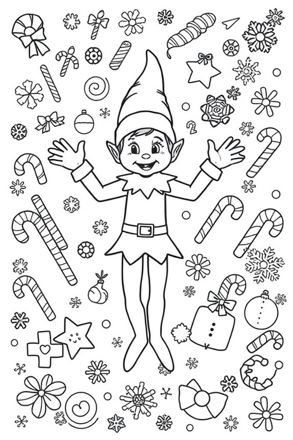 Elf on the Shelf Fun Patterns Coloring Sheet