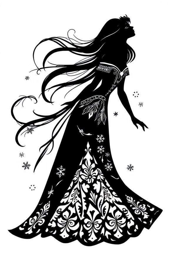 Elsa Silhouette Coloring Sheet