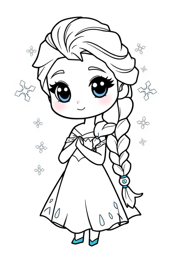 Elsa Chibi Style Coloring Sheet