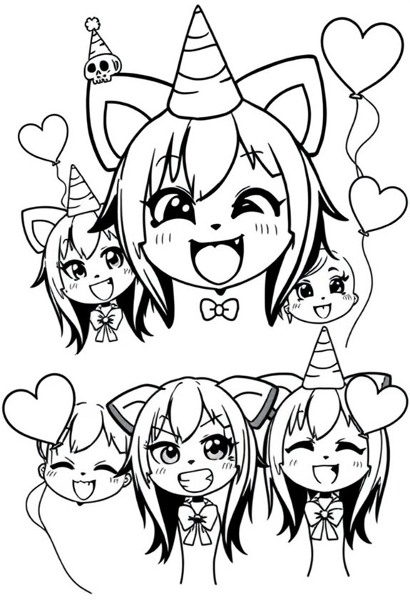 Kuromi Fun Expressions Coloring Sheet