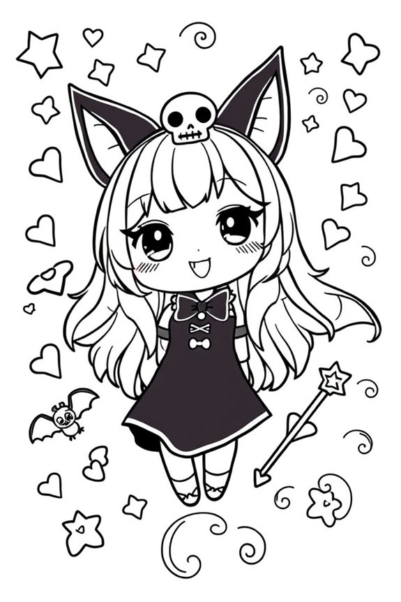 Kuromi Whimsical Design Coloring Sheet