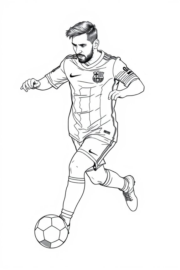 Messi with a Soccer Ball Coloring Sheet