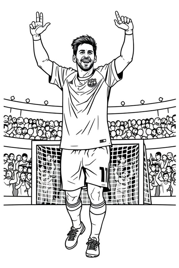 Messi Celebrating a Goal Coloring Sheet
