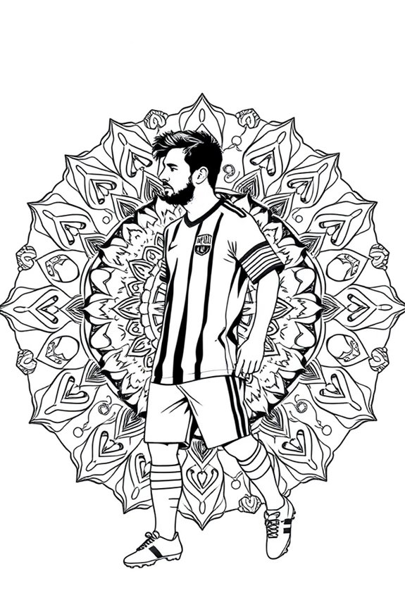 Messi in a Mandala Design Coloring Sheet