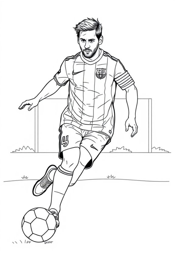 Messi in Action - Simple Line Art Coloring Sheet