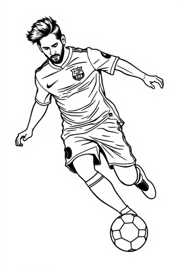 Messi Kicking a Soccer Ball Coloring Sheet
