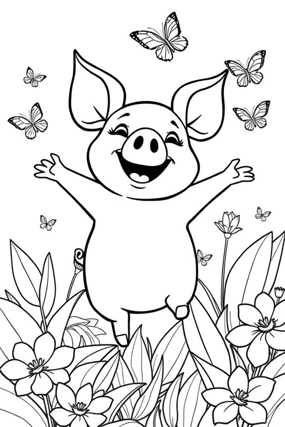Pua the Pig Playful Moment Coloring Sheet