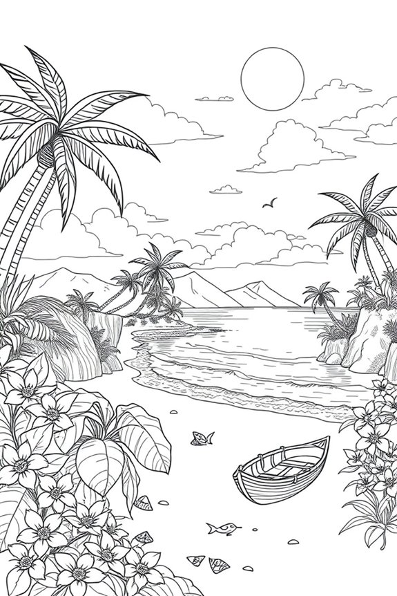 Moana's Island Landscape Coloring Sheet