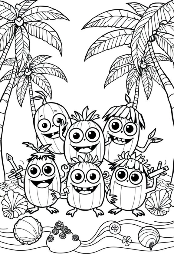 Kakamora Coconut Creatures Coloring Sheet