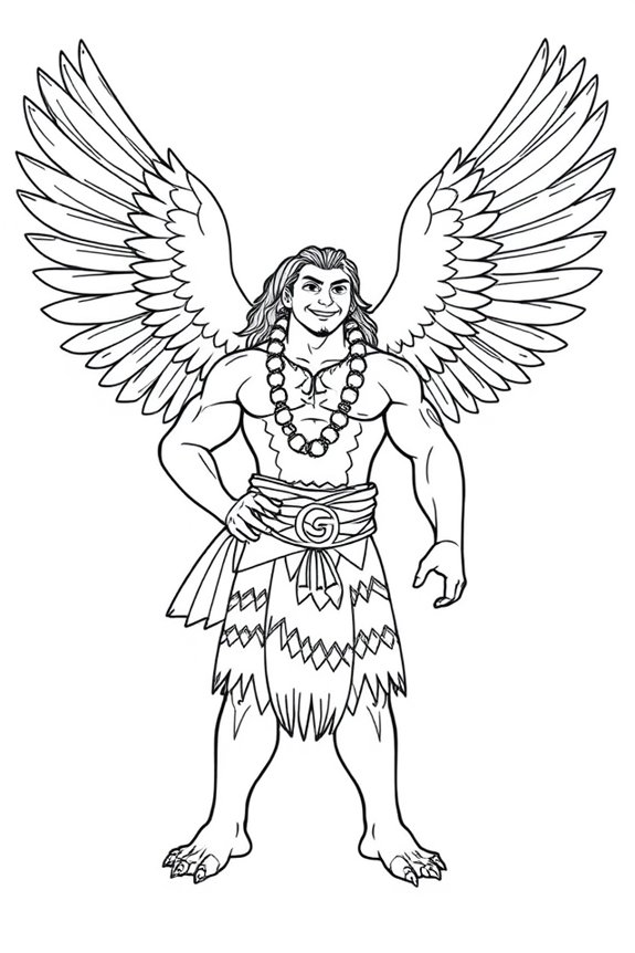 Maui Transforming into a Hawk Coloring Sheet