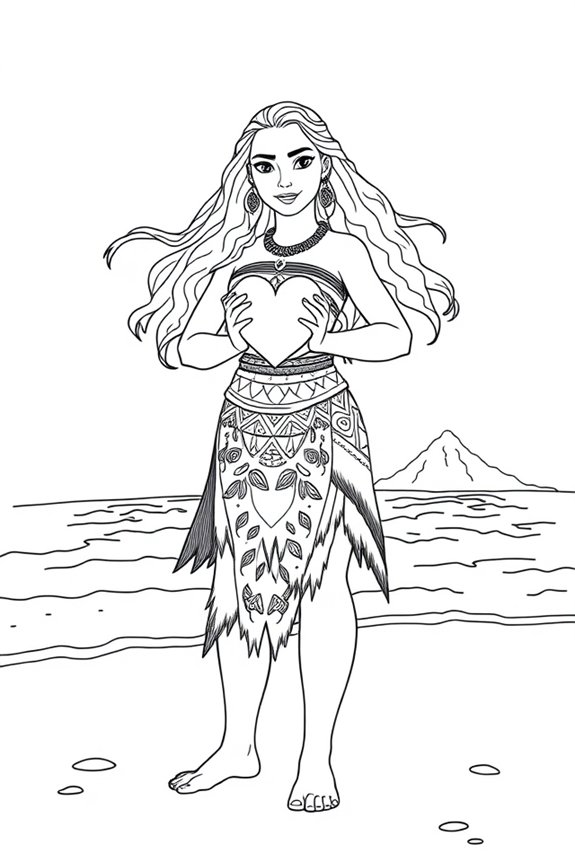 Moana and the Heart of Te Fiti Coloring Sheet
