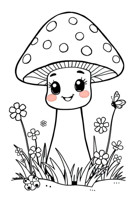 Cute Mushroom Coloring Sheet
