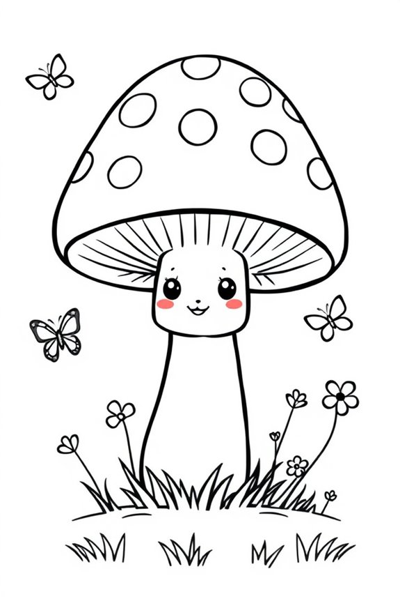 Simple Cartoon Mushroom Coloring Sheet