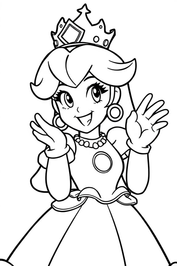 Princess Peach with Mario Coloring Sheet
