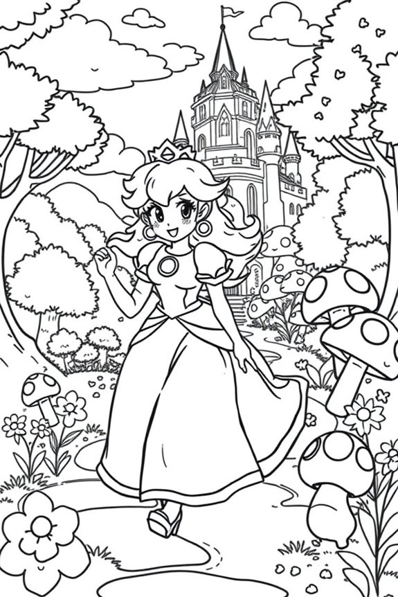 Princess Peach Adventure Coloring Sheet
