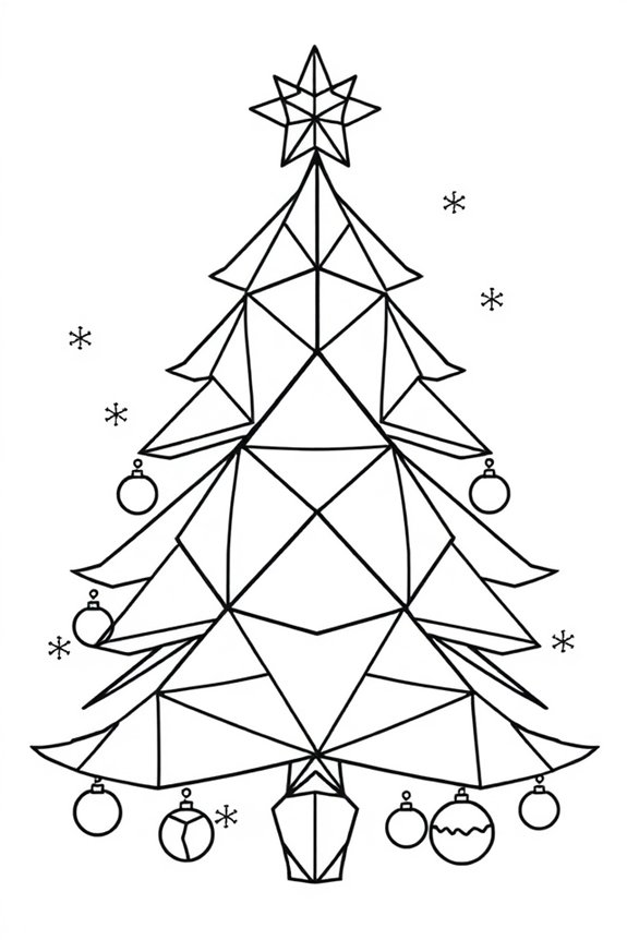 Geometric Christmas Tree Coloring Sheet