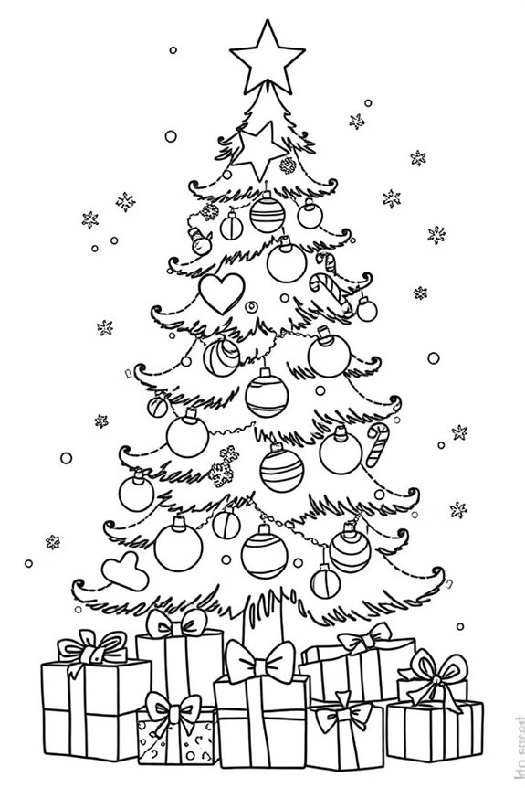 Whimsical Christmas Tree Coloring Sheet