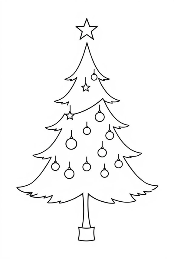 Simple Line Art Christmas Tree Coloring Sheet