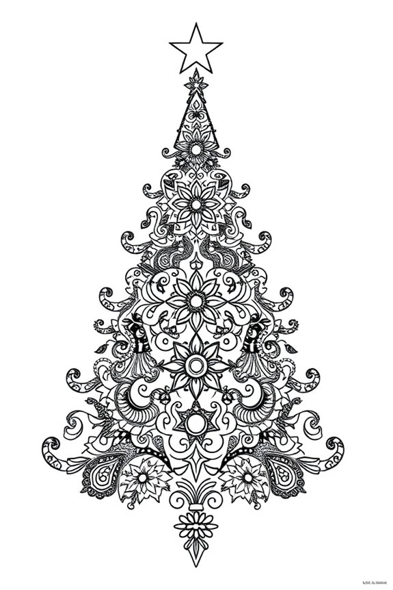 Mandala Christmas Tree Coloring Sheet