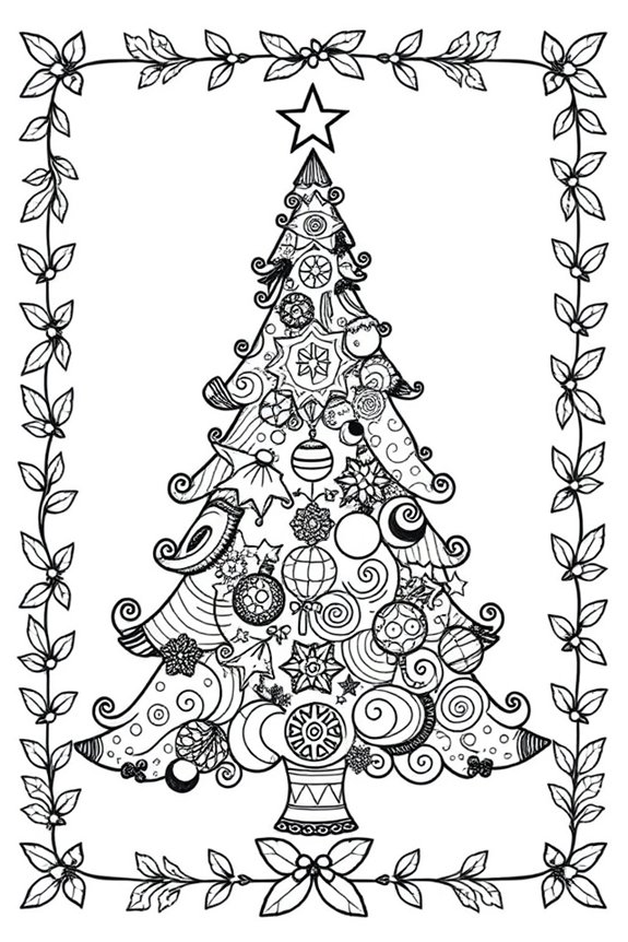 Patterned Christmas Tree Coloring Sheet