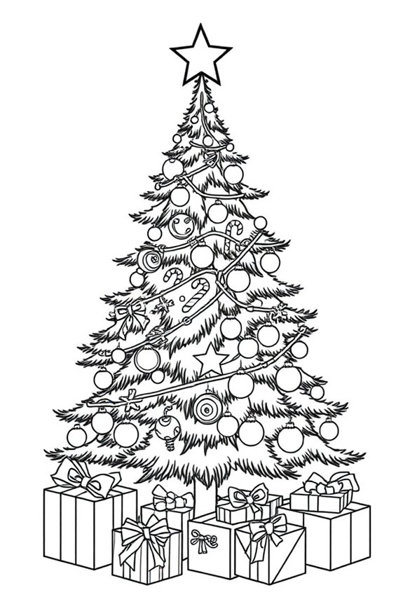 Traditional Christmas Tree Coloring Sheet