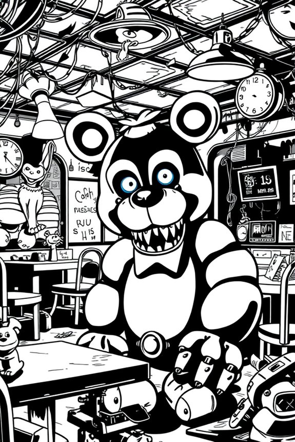 Five Nights at Freddy's spooky scene coloring sheet